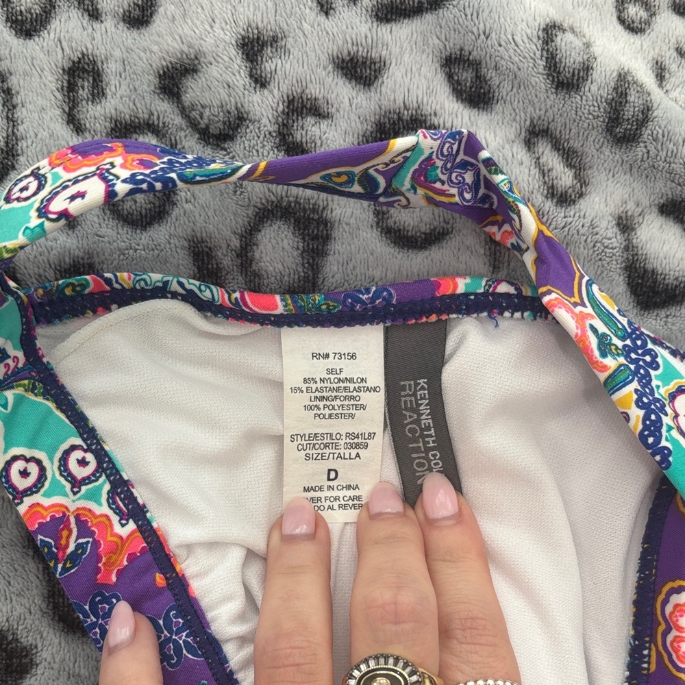 Kenneth Cole Teal, Purple and Pink Paisley Bikini Set - Picture 3 of 3